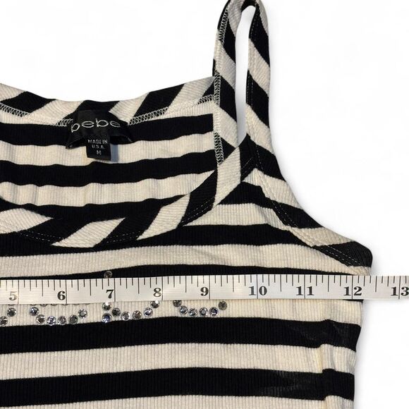 Y2k Black and White Striped Bebe Tank - Picture 4 of 5